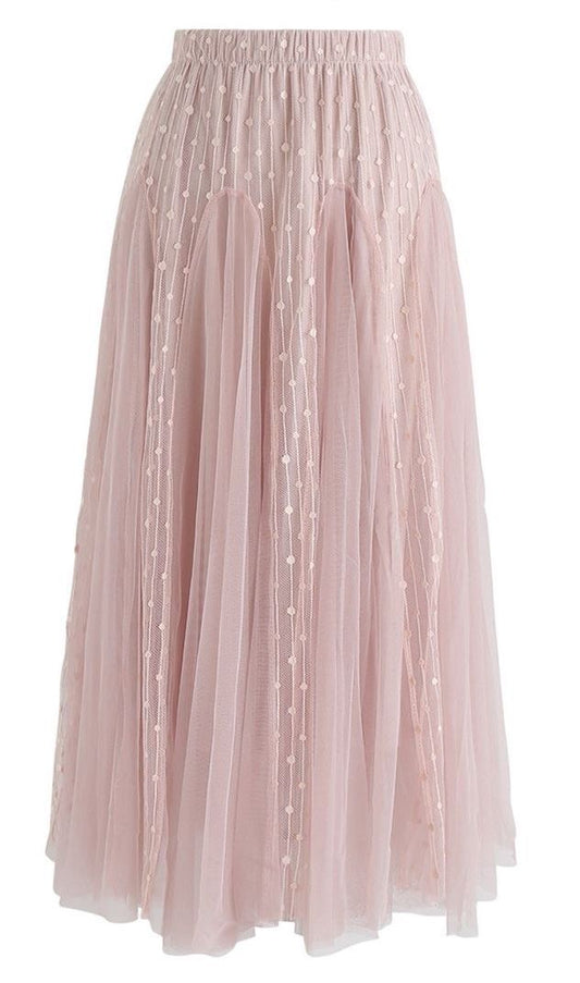 Dotted love flare tulle midi skirt