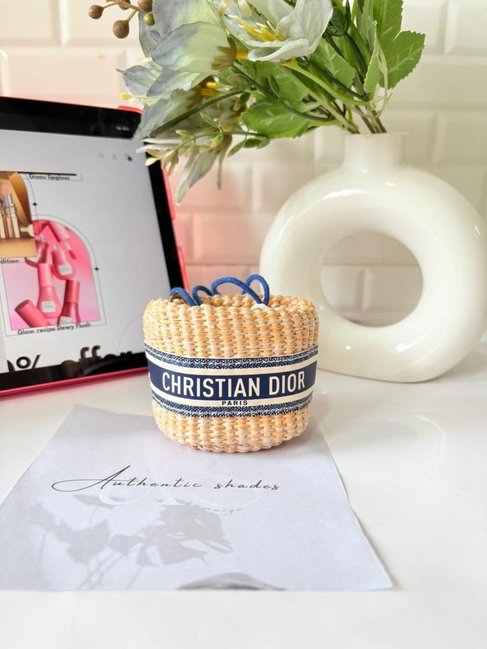 Dior straw pouch novelty bag