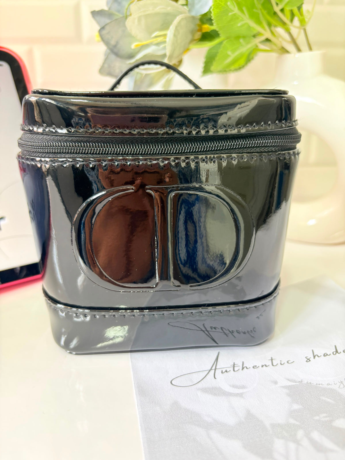 Dior Beauty Black Top Handle pouch bag