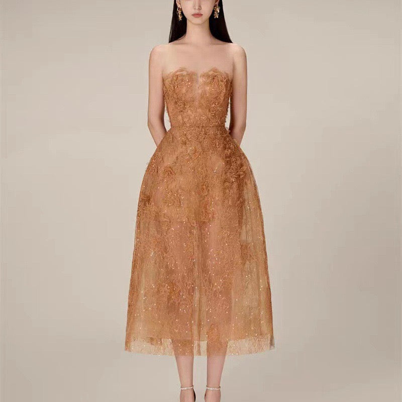 BEADED LACE DRESS