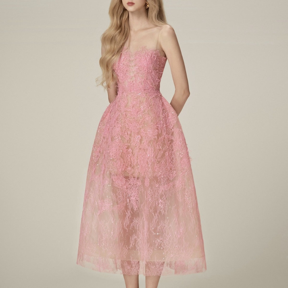 BEADED LACE DRESS