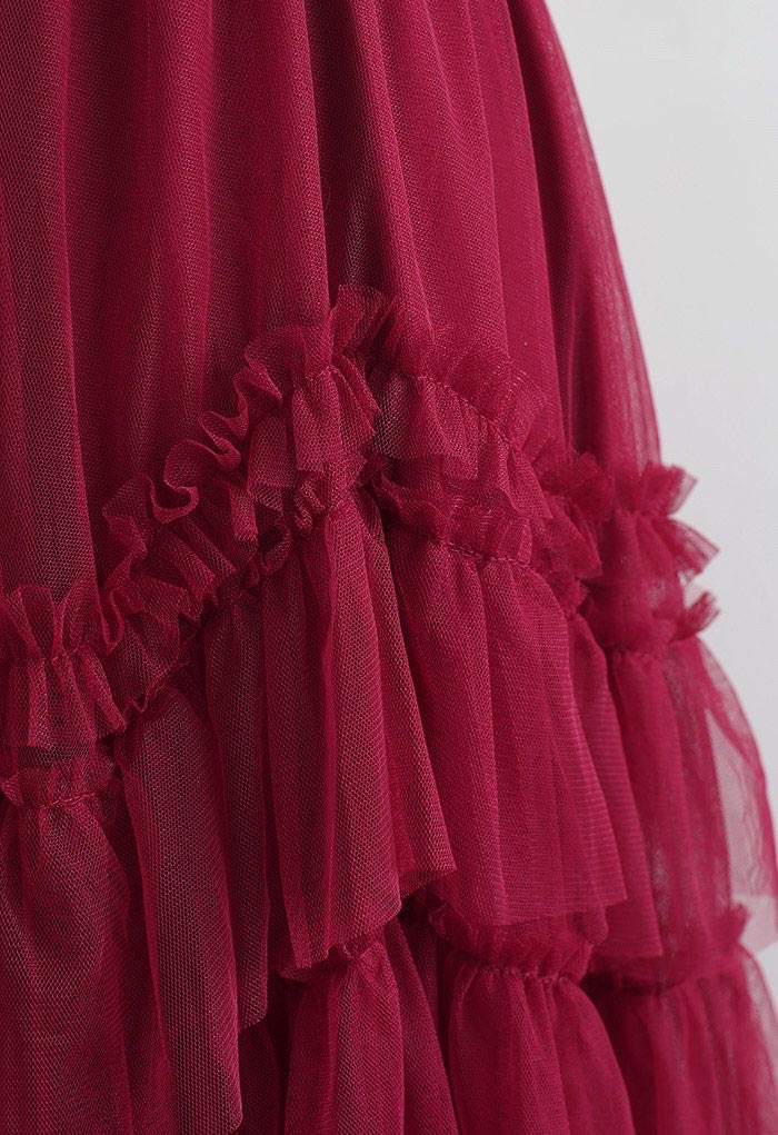EXQUISITE TIERED RUFFLE MESH TULLE SKIRT