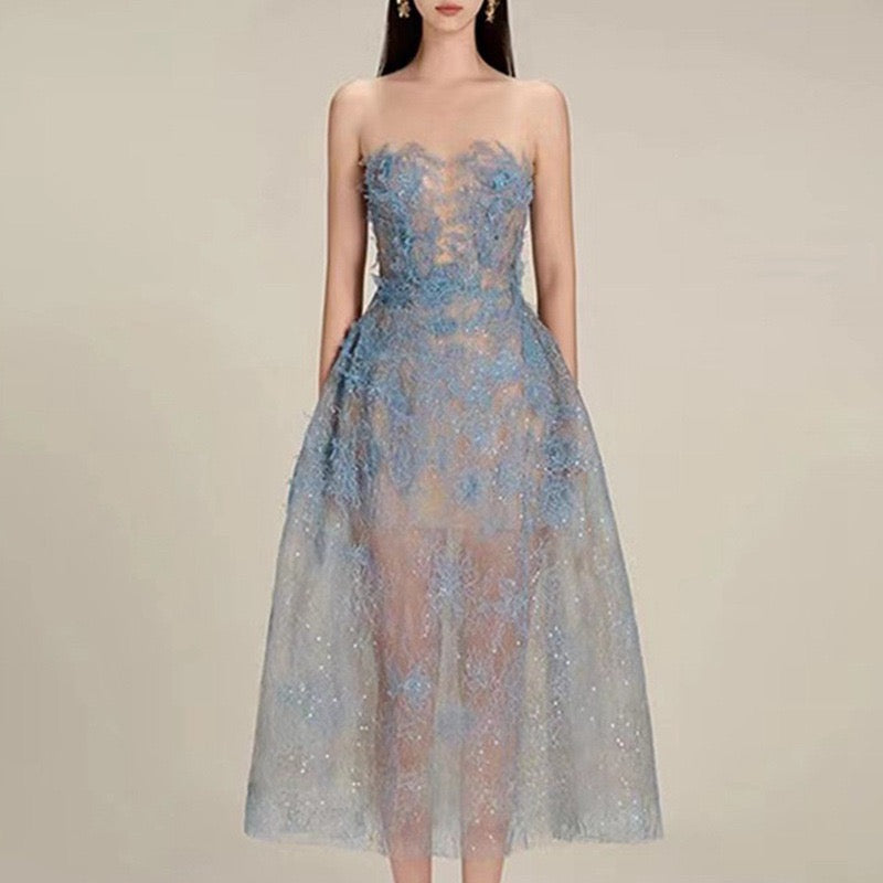 BEADED LACE DRESS