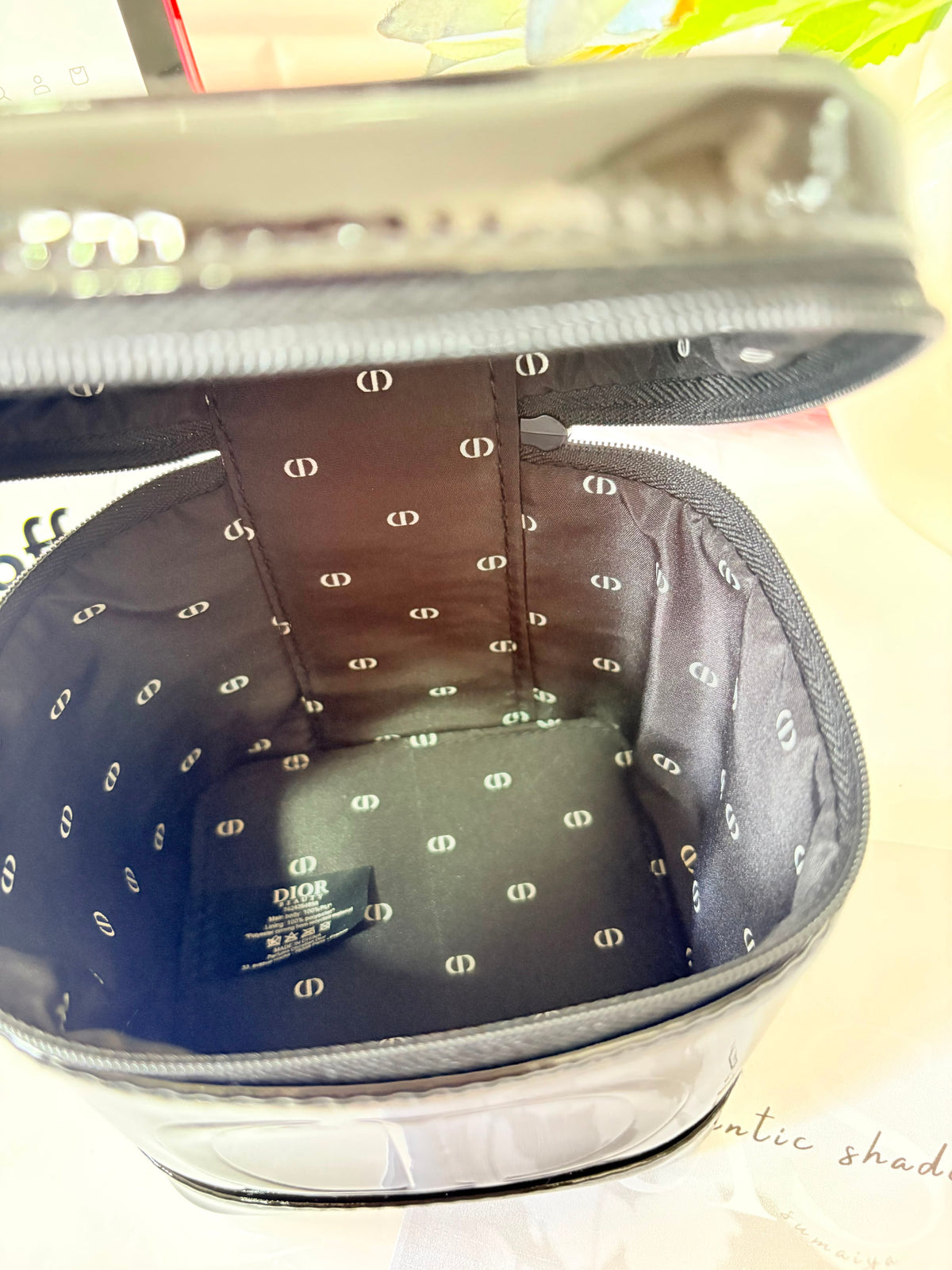 Dior Beauty Black Top Handle pouch bag