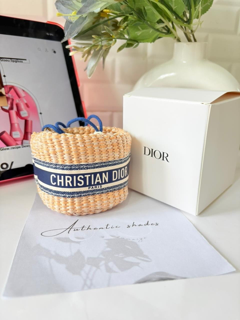 Dior straw pouch novelty bag