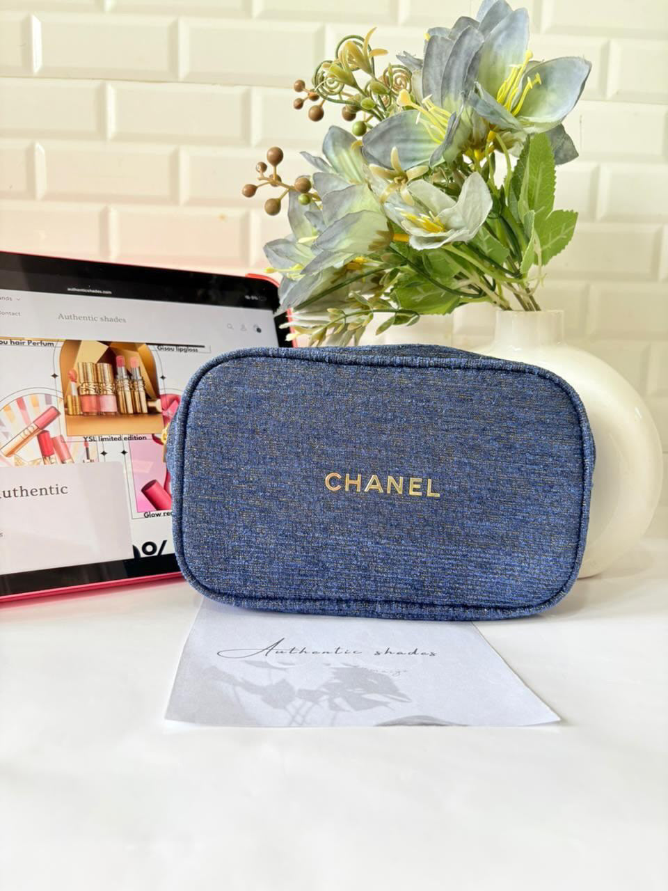 Chanel Blue Tweed Pouch