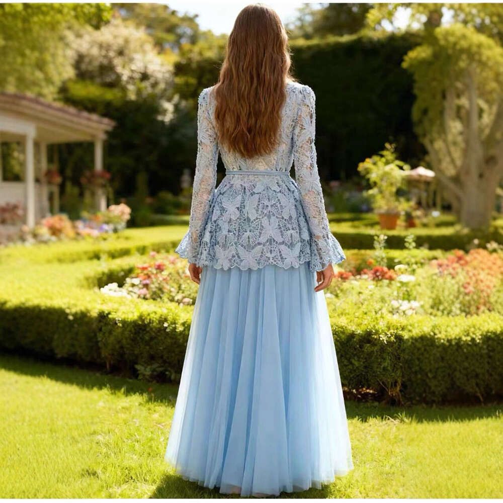 Fairy Hollow Butterfly Lace Open Knitted Long Skirt Set