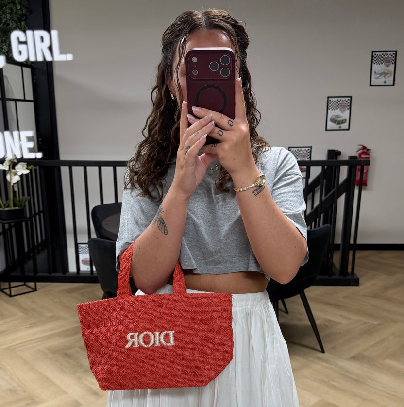 Dior vintage raffia tote bag