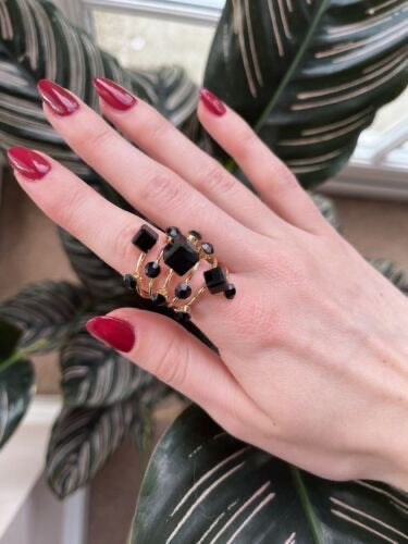 Black Stone Slide Cocktail Ring